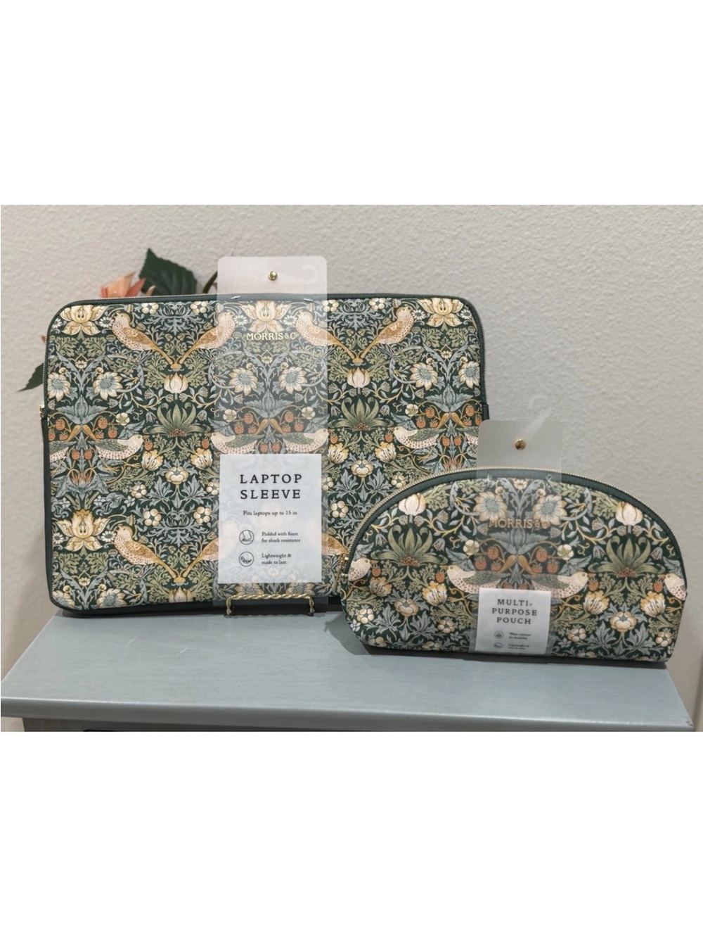 NEW! William Morris & Co STRAWBERRY THIEF~ LAPTOP SLEEVE & POUCH~ 2/
SET New